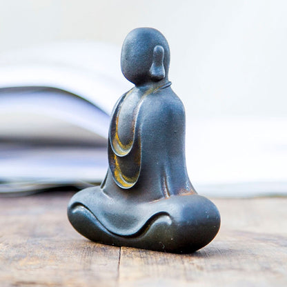 New Chinese-Style National-Inspired Faceless Zen Buddha Ornament, Handcrafted Cast Iron-Like Decor for Study, Tea Pet, and Home Display