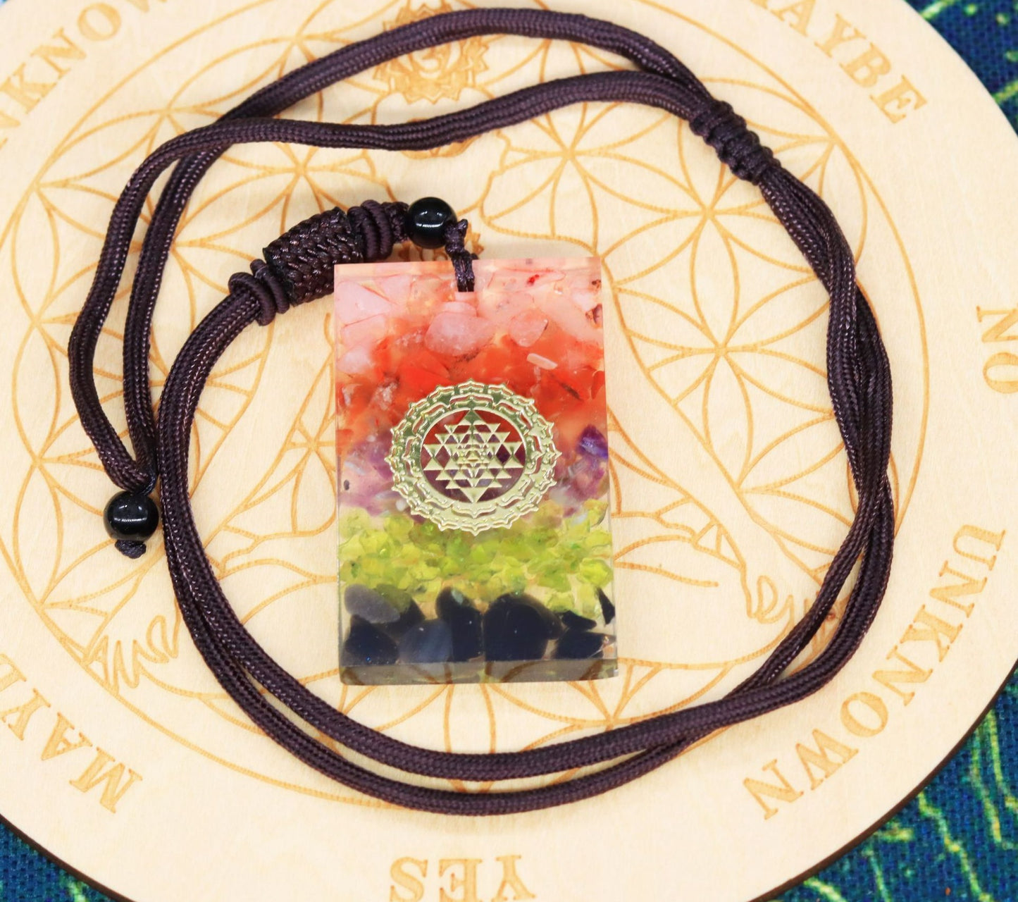 Natural Crystal Stone Epoxy Pendant Necklace