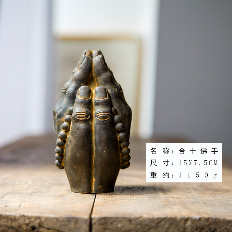 Zen-Inspired Neo-Chinese Creative Ornament of Amitabha Buddha with Hands Joined in Prayer