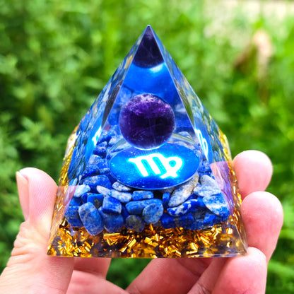 Twelve Zodiac Crystal Ball Stone Pyramid Resin Ornament