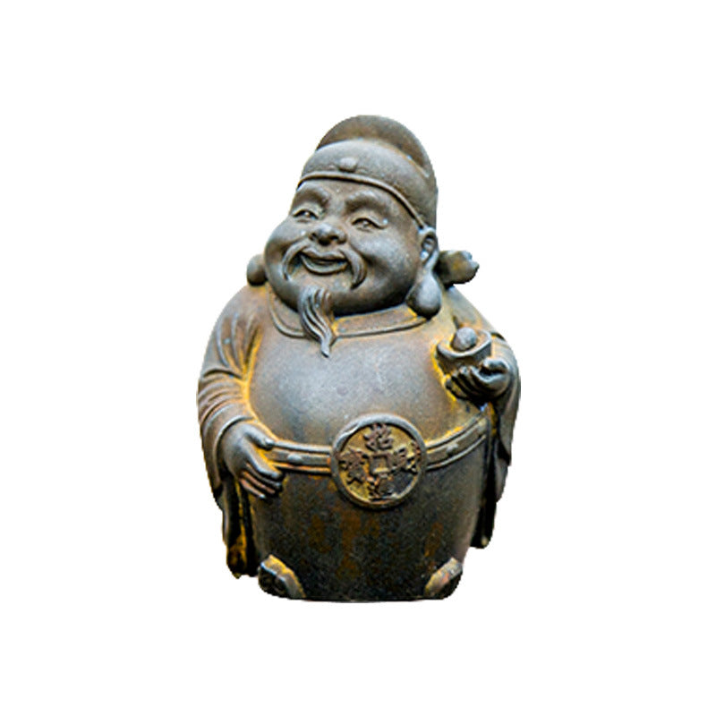 Innovative New Chinese Fashion Faux Cast Iron Rust Mini Desktop Figures of Wen Wu Cai Shen (Gods of Wealth)
