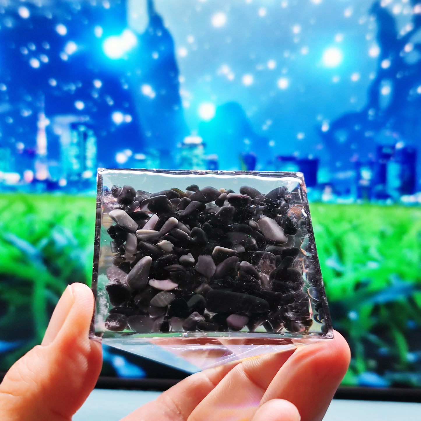 Crystal Ball Stone Pyramid Resin Home Decor Ornament