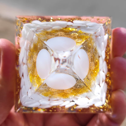 Crystal Ball Stone Pyramid Resin Home Decor Ornament