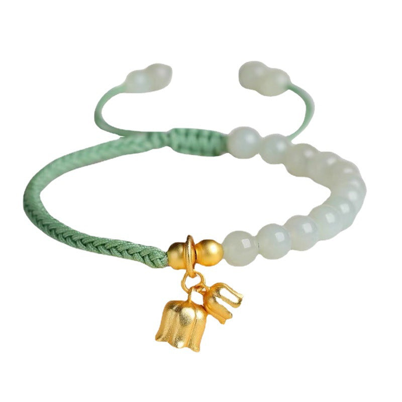 Natural Lily of the Valley Bracelet for Women: Hetian Jade Bead Bracelet