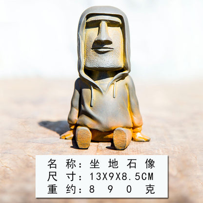 Faux Cast-Iron Easter Sitting Figure in the Nordic Style: Handmade Desktop Decoration for Study, Living Room, and Tea Table