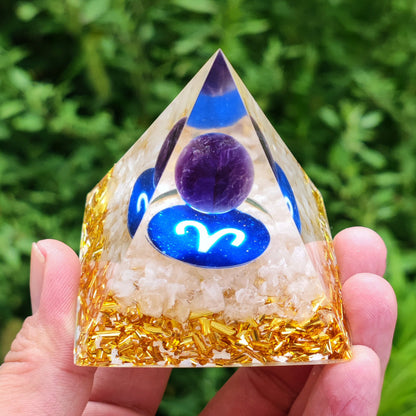 Twelve Zodiac Crystal Ball Stone Pyramid Resin Ornament