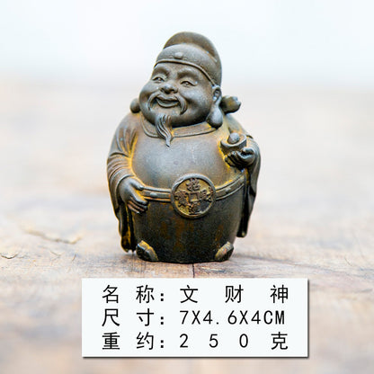 Innovative New Chinese Fashion Faux Cast Iron Rust Mini Desktop Figures of Wen Wu Cai Shen (Gods of Wealth)