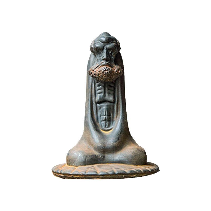 New Chinese-Style Zen Figurine: Dharma Patriarch Desktop Ornament with Rusted Cast-Iron Finish