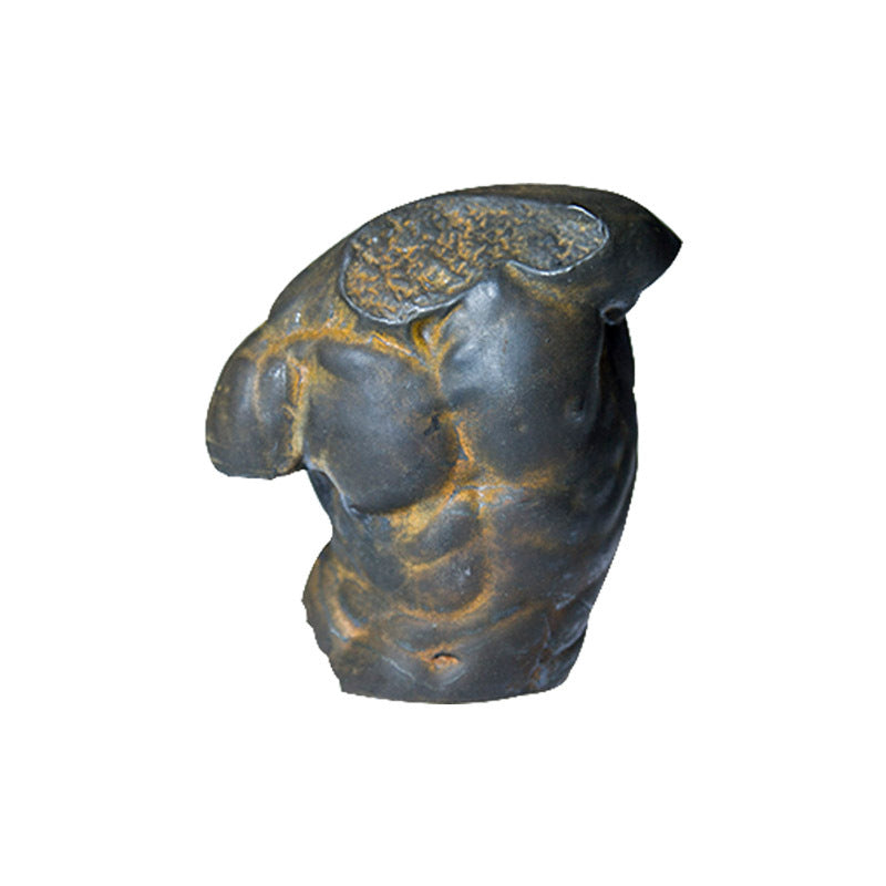 Handcrafted European-Style Desktop Art Figurine of an Ancient Greek Male Torso that resembles a cast iron sculpture