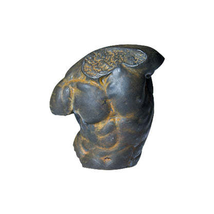 Handcrafted European-Style Desktop Art Figurine of an Ancient Greek Male Torso that resembles a cast iron sculpture
