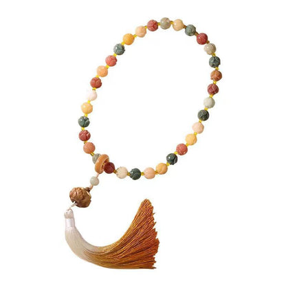 White Jade Bodhi Root Handheld Prosperity Bodhi Bead Double-Hand Bracelet