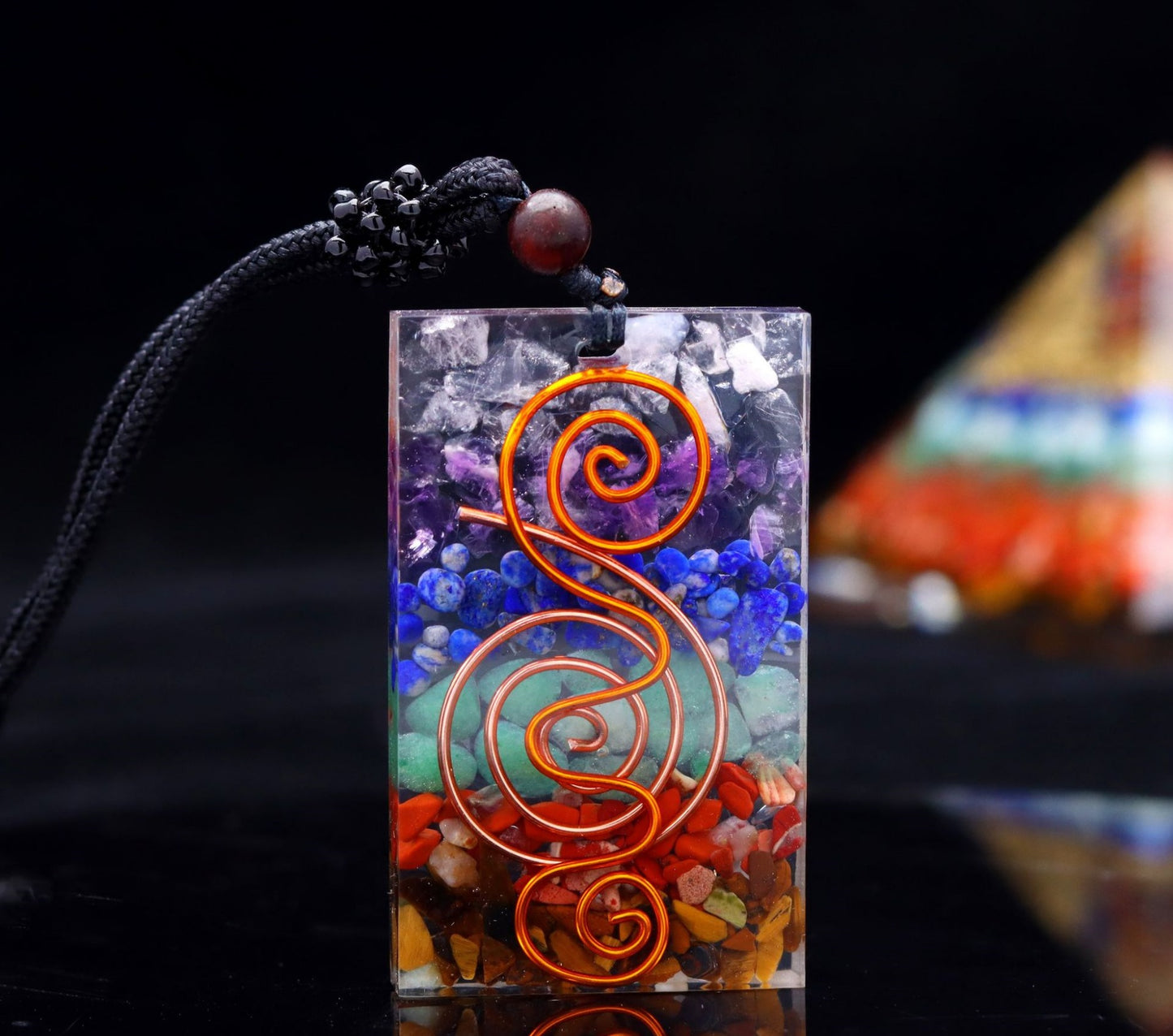 Natural Crystal Stone Epoxy Pendant Necklace