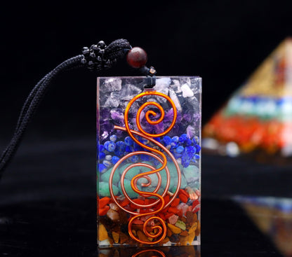 Natural Crystal Stone Epoxy Pendant Necklace