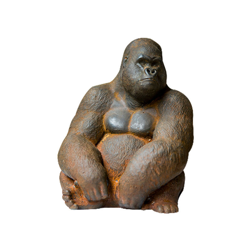 Innovative Mini Gorilla Animal Desktop Ornament in Rusty Faux Cast Iron