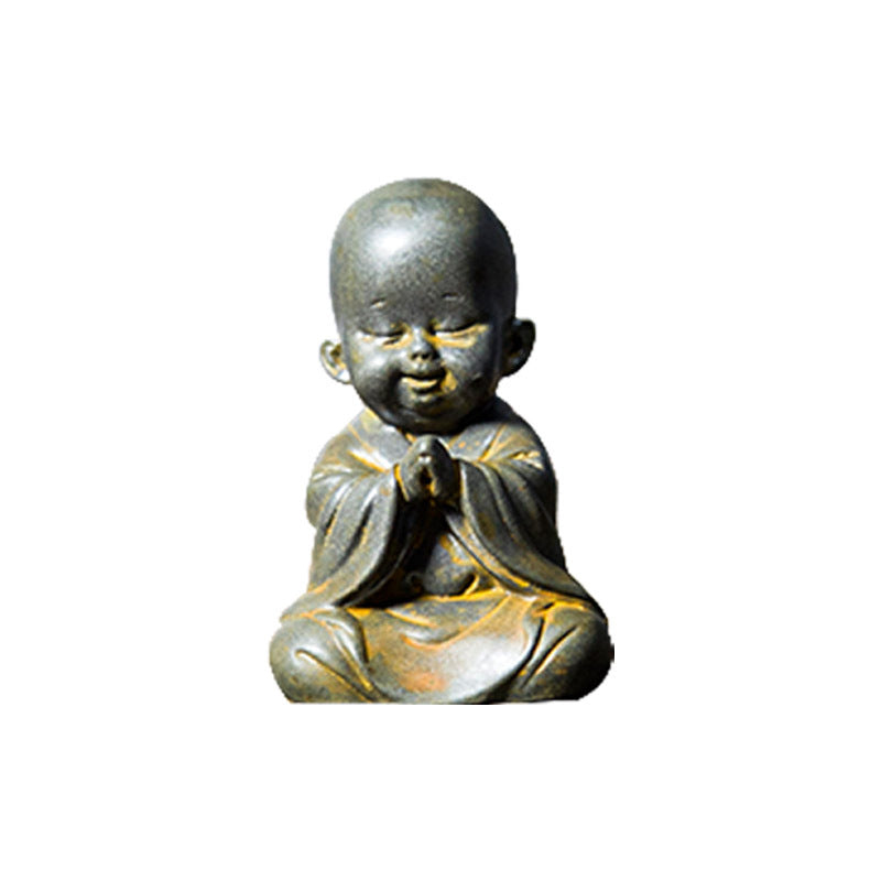 Chinese Zen-Inspired Little Monk Figurine, Amitabha Buddha Desktop Ornament, Tea Pet Craft Decoration