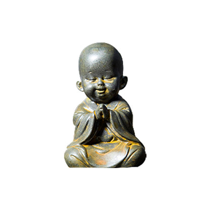 Chinese Zen-Inspired Little Monk Figurine, Amitabha Buddha Desktop Ornament, Tea Pet Craft Decoration