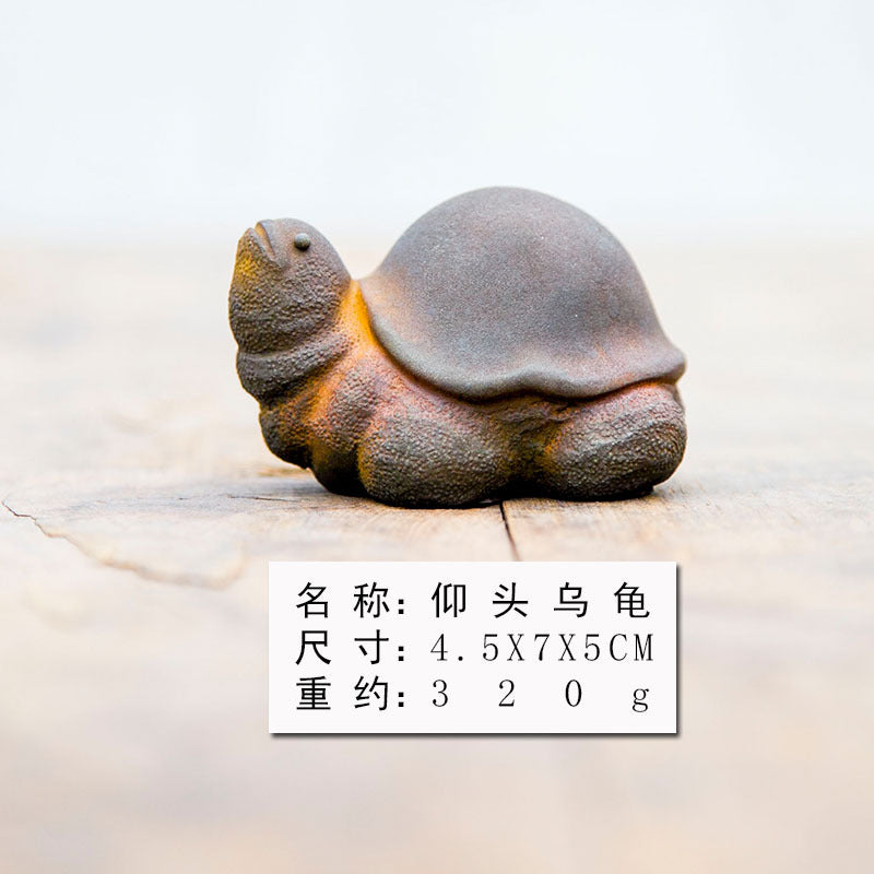 New Chinese-Style Creative Adorable Mini Turtle Ornament: Personalized Decor for Study, Tea Pet, Handcrafted Cast Iron-Style Home Decoration