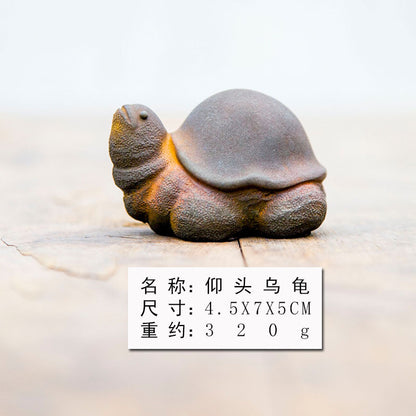 New Chinese-Style Creative Adorable Mini Turtle Ornament: Personalized Decor for Study, Tea Pet, Handcrafted Cast Iron-Style Home Decoration