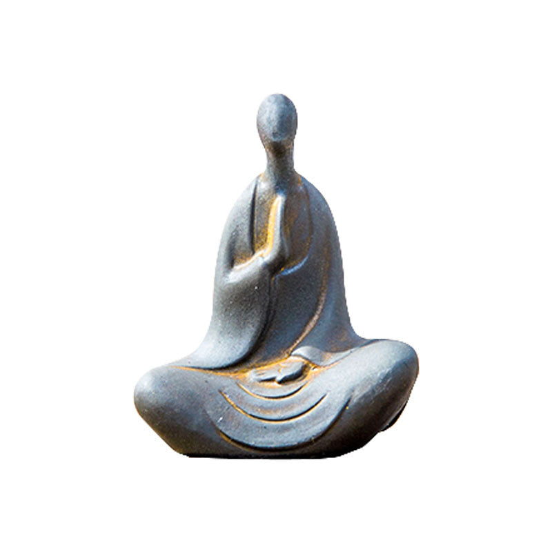 New Chinese-Style National-Inspired Faceless Zen Buddha Ornament, Handcrafted Cast Iron-Like Decor for Study, Tea Pet, and Home Display