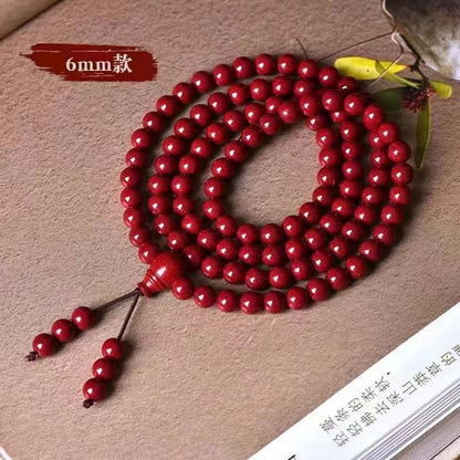 Authentic 108-Bead Cinnabar High-Purity Bracelet