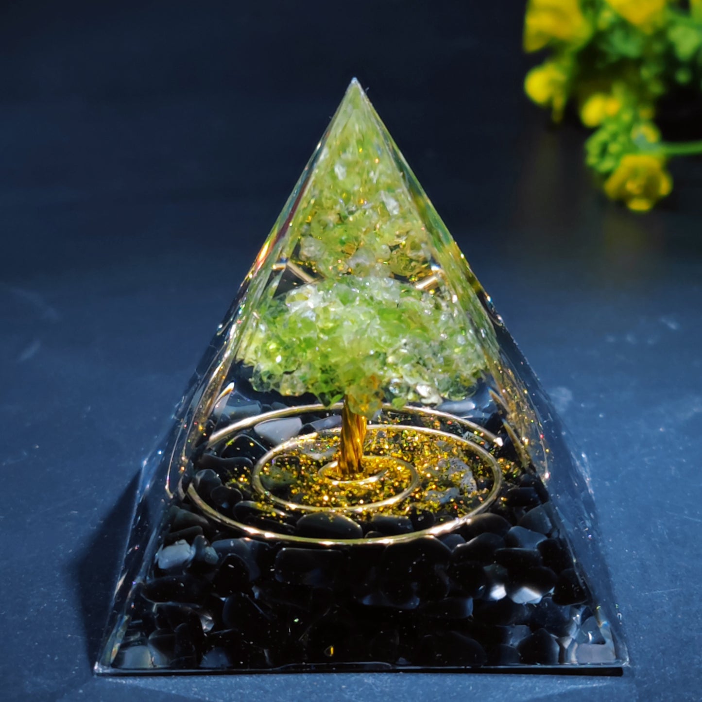 Crystal Ball Shard Pyramid Home Craft Resin Ornament