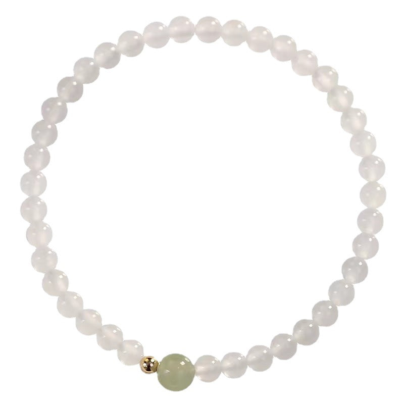 Natural Hetian Jade White Agate Bracelet