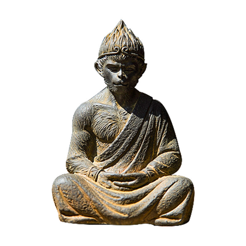 Neo-Chinese warrior Buddha Sun Wukong Monkey desktop iron ornament, home accent, and nourishing tea pet with a Zen-inspired design