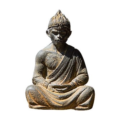 Neo-Chinese warrior Buddha Sun Wukong Monkey desktop iron ornament, home accent, and nourishing tea pet with a Zen-inspired design