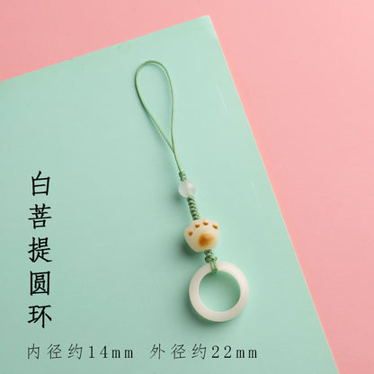 White Bodhi Charcoal-Burned Cat Paw Phone Charm