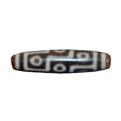 Tibetan Natural Dzi Bead Pendant with Weathered Pattern and High-Gloss Nine-Eyed Design
