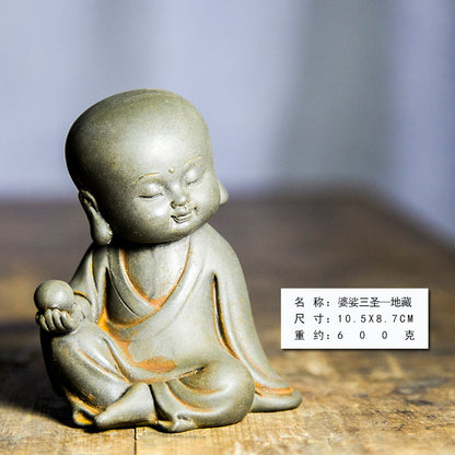 New Chinese-Style Zen-Inspired Bodhisattva Trio Figurine: Buddha, Guanyin, and Ksitigarbha Ornaments