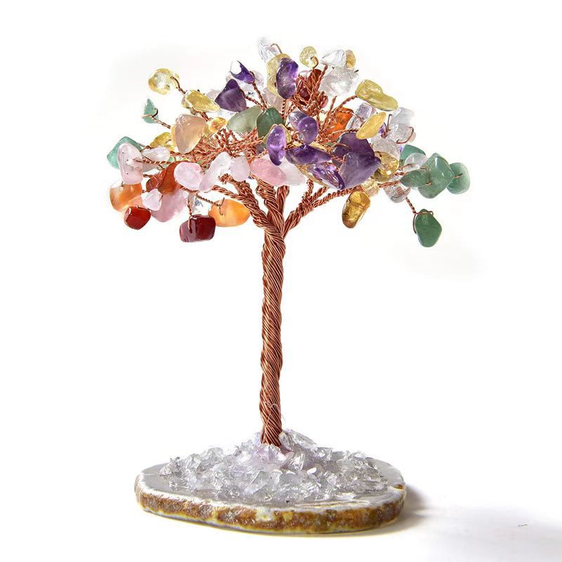 Natural Crystal Wealth Tree Ornament, Money Bag Tree, Prosperity Tree, Fortune Tree Decoration