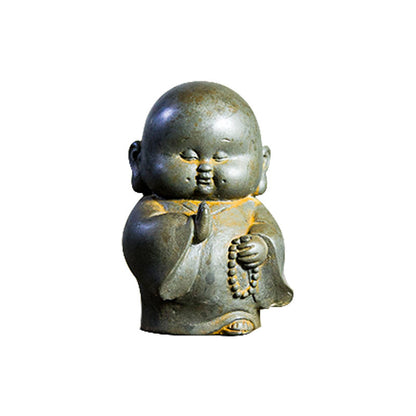 Chinese Cute Chanting Little Monk Handmade Resin Desktop Tea Pet Home Decor Ornament with Zen Inspiring Design