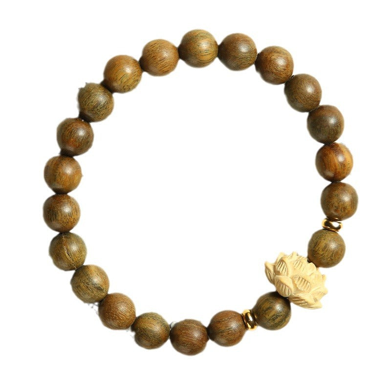 Natural Green Sandalwood Men's Prayer Beads Bracelet for Meditation and Handplay
