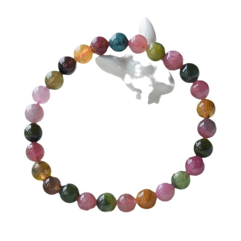 Natural Multicolor Tourmaline Bracelet – Rainbow Crystal Gemstone Charm Bracelet for Attracting Love and Good Fortune