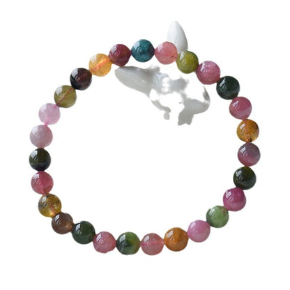 Natural Multicolor Tourmaline Bracelet – Rainbow Crystal Gemstone Charm Bracelet for Attracting Love and Good Fortune