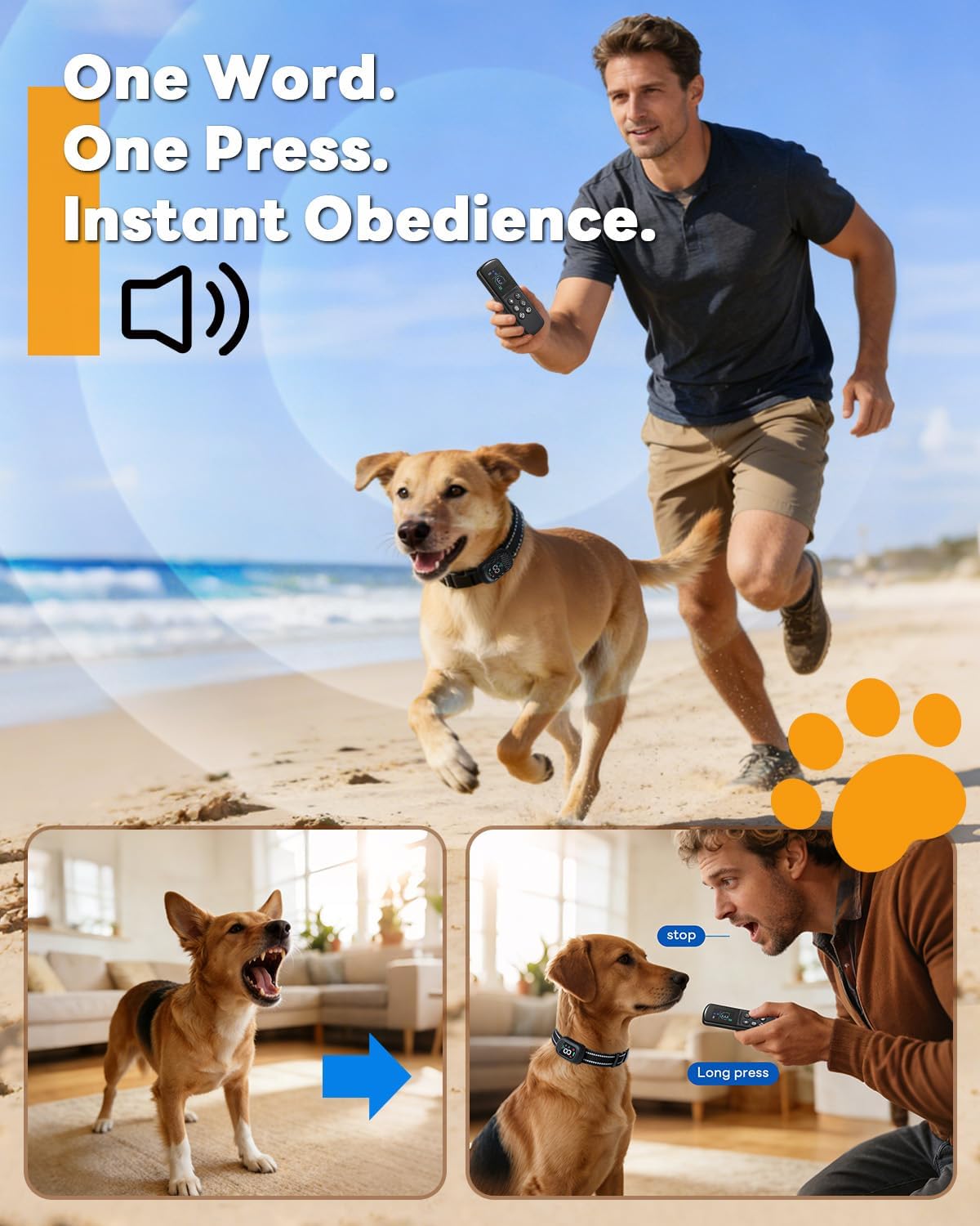 one word one press instant obedience voice command dog training