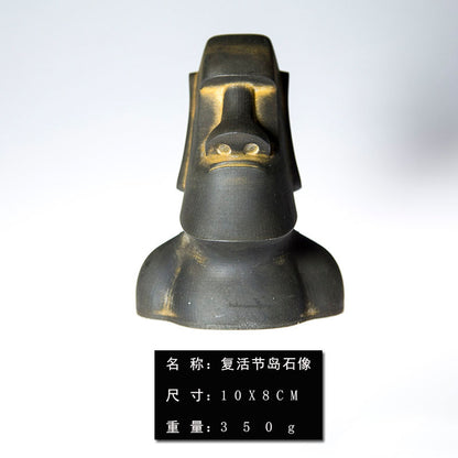 Nordic Creative Easter Island Moai Statue Craft Ornament, Handcrafted Small Decoration for Living Room or Office Desk Decor