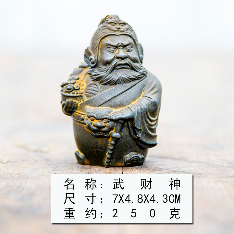Innovative New Chinese Fashion Faux Cast Iron Rust Mini Desktop Figures of Wen Wu Cai Shen (Gods of Wealth)