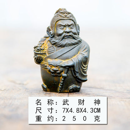 Innovative New Chinese Fashion Faux Cast Iron Rust Mini Desktop Figures of Wen Wu Cai Shen (Gods of Wealth)