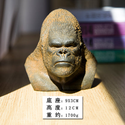 Art Figurine Bust Decoration: Handcrafted, sturdy Gorilla Desktop Home Decor Ornament