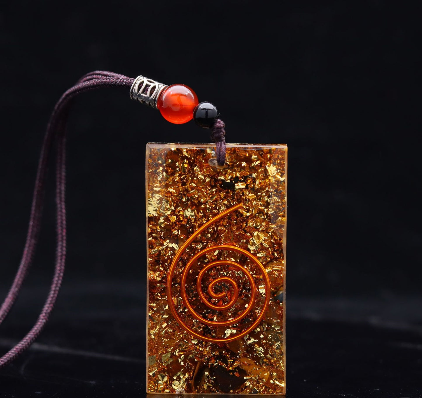 Natural Crystal Stone Epoxy Pendant Necklace