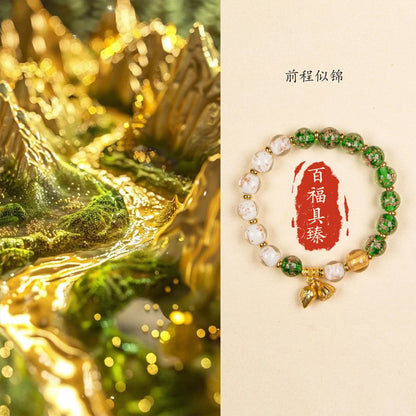 Glow-in-the-Dark Glass Bead Bracelet with Temple-Style Incense Ash Bracelet: Two Lives as One Bracelet
