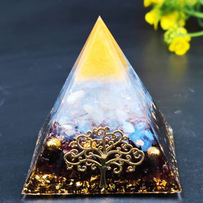 New Crystal Ball Stone Pyramid Home Craft Resin Decor Desktop Ornament