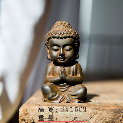 Chinese Zen-Inspired Creative Buddha Shakyamuni Figurine, Handmade Home Decor Ornament for Living Room Tabletop Craftsmanship