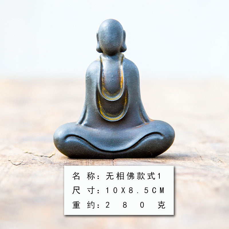 New Chinese-Style National-Inspired Faceless Zen Buddha Ornament, Handcrafted Cast Iron-Like Decor for Study, Tea Pet, and Home Display