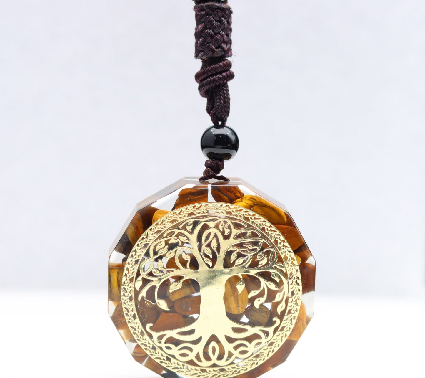 Tree of Life Necklace Pendant Jewelry, Natural Crystal Lapis Lazuli Chip Resin Item