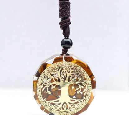 Tree of Life Necklace Pendant Jewelry, Natural Crystal Lapis Lazuli Chip Resin Item