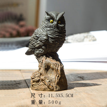 Original Rustic Patina Cast-Iron Style Owl Desk Ornament, Handcrafted Sculpture for Study Decor and Creative Decoration