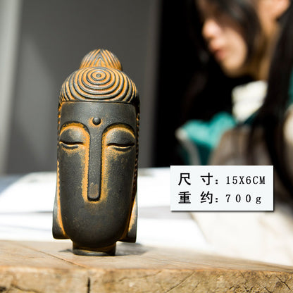 New Chinese-Style Zen-Inspired Abstract Buddha Head Figurine